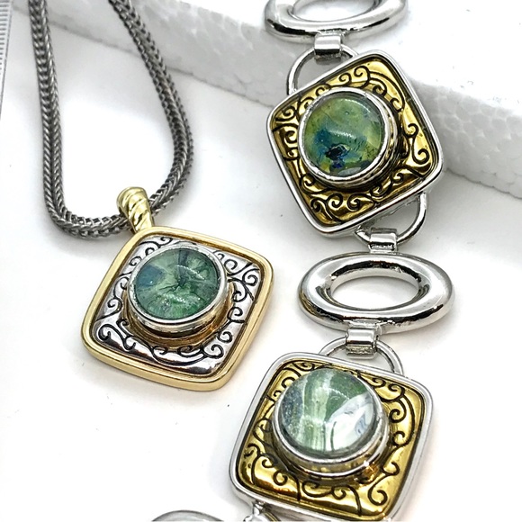 Set Necklace snap 12mm and bracelet with 4x12mm Handmade snaps gold &silver - Picture 3 of 8